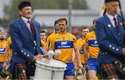 17 June 2018; The Clare captain Patrick O'Connor leads his players behind the St Patrick's Pipe Band, Tulla, before the Munster GAA Hurling Senior Championship Round 5 match between Clare and Limerick at Cusack Park in Ennis, Clare. Photo by Ray McManus/Sportsfile
