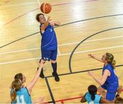 17 June 2018; Clare Murphy from the Leinster Female Team 1 shoots for a basket in the Ladies Basketball Final match between Eastern Female 1 and Leinster Female 1 during the Special Olympics 2018 Ireland Games at the FAI National Training Centre in Abbotstown, Dublin. Photo by Tom Beary/Sportsfile