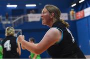 17 June 2018; Fiona Byrne of Eastern Female 2 encourages supporters in the Ladies Basketball Final match between Connaught Female 1 and Eastern Female 2 during the Special Olympics 2018 Ireland Games at the FAI National Training Centre in Abbotstown, Dublin. Photo by Tom Beary/Sportsfile