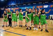 17 June 2018; The  Connaught Female Team 1 team celebrate after winning in the Ladies Basketball Final match between Connaught Female 1 and Eastern Female 2 during the Special Olympics 2018 Ireland Games at the FAI National Training Centre in Abbotstown, Dublin. Photo by Tom Beary/Sportsfile