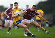 17 June 2018; Niall McInerney of Roscommon in action against Damien Comer of Galway during the Connacht GAA Football Senior Championship Final match between Roscommon and Galway at Dr Hyde Park in Roscommon. Photo by Ramsey Cardy/Sportsfile