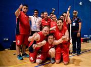 17 June 2018; Munster Male 3 players celebrate after the Men's Basketball Final match between Easter Male Team 1 and Munster Male 3 during the Special Olympics 2018 Ireland Games at the FAI National Training Centre in Abbotstown, Dublin. Photo by Tom Beary/Sportsfile