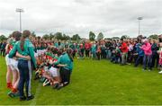 17 June 2018; Mayo players pose for photographs after the All-Ireland Ladies Football U14 B Final between Mayo and Tipperary at Duggan Park in Ballinasloe, Co. Galway. Photo by Harry Murphy/Sportsfile