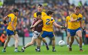 17 June 2018; Ian Burke of Galway is tackled by David Murray of Roscommon during the Connacht GAA Football Senior Championship Final match between Roscommon and Galway at Dr Hyde Park in Roscommon. Photo by Ramsey Cardy/Sportsfile