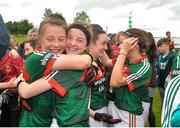 17 June 2018; Laura Moran, left, celebrates with Kayleigh McLoughlin of Mayo after the All-Ireland Ladies Football U14 B Final between Mayo and Tipperary at Duggan Park in Ballinasloe, Co. Galway. Photo by Harry Murphy/Sportsfile