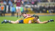 17 June 2018; David Murray of Roscommon and Seán Kelly of Galway watch the ball go wide of the posts during the Connacht GAA Football Senior Championship Final match between Roscommon and Galway at Dr Hyde Park in Roscommon. Photo by Ramsey Cardy/Sportsfile
