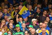 17 June 2018; A young Clare supporter waves his flag before the Munster GAA Hurling Senior Championship Round 5 match between Clare and Limerick at Cusack Park in Ennis, Clare. Photo by Ray McManus/Sportsfile