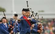17 June 2018; 'Drum Major' Terence Lambert leads the St Patrick's Pipe Band, from Tulla, before the Munster GAA Hurling Senior Championship Round 5 match between Clare and Limerick at Cusack Park in Ennis, Clare. Photo by Ray McManus/Sportsfile