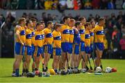 17 June 2018; The Clare 'first 15' stand together for the playing of the National Anthem before the Munster GAA Hurling Senior Championship Round 5 match between Clare and Limerick at Cusack Park in Ennis, Clare. Photo by Ray McManus/Sportsfile