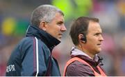 17 June 2018; Galway manager Kevin Walsh, left, and selector Brian Silke ahead of the Connacht GAA Football Senior Championship Final match between Roscommon and Galway at Dr Hyde Park in Roscommon. Photo by Ramsey Cardy/Sportsfile