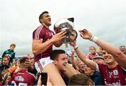 17 June 2018; Galway captain Damien Comer lifts the cup following their victory in the Connacht GAA Football Senior Championship Final match between Roscommon and Galway at Dr Hyde Park in Roscommon. Photo by Ramsey Cardy/Sportsfile