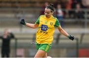 17 June 2018; Geraldine McLaughlin of Donegal celebrates after scoring her side's seventh goal during the TG4 Ulster Ladies Football Senior Championship Final match between Armagh and Donegal at Brewster Park in Enniskillen, Co. Fermanagh. Photo by Daire Brennan/Sportsfile