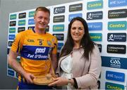 17 June 2018; Seadna Morey of Clare is presented with his man of the Match trophy by Sorcha Fennell-Sheehan, Sponsorship Manager, Bord Gais Energy, after the Munster GAA Hurling Senior Championship Round 5 match between Clare and Limerick at Cusack Park in Ennis, Clare. Photo by Ray McManus/Sportsfile