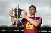 18 June 2018; Westmeath captain Tommy Doyle with the Joe McDonagh cup during the unveiling of the Joe McDonagh and the launch of the Christy Ring, Nicky Rackard and Lory Meagher Cup Finals at Croke Park in Dublin. Photo by Piaras Ó Mídheach/Sportsfile
