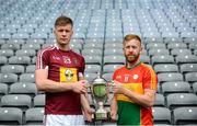 18 June 2018; Joe McDonagh Cup finalists Tommy Doyle of Westmeath and Richard Coady of Carlow during the unveiling of the Joe McDonagh and the launch of the Christy Ring, Nicky Rackard and Lory Meagher Cup Finals at Croke Park in Dublin. Photo by Piaras Ó Mídheach/Sportsfile