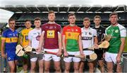 18 June 2018; Finalists, from left, Ronan Crowley, Lancashire, Danny Cullen of Donegal, Brian Byrne of Kildare, Tommy Doyle of Westmeath, Diarmuid Byrne of Carlow, Niall McKenna of Warwickshire, Keith Raymond of Sligo, and Brian Regan of London, during the unveiling of the Joe McDonagh and the launch of the Christy Ring, Nicky Rackard and Lory Meagher Cup Finals at Croke Park in Dublin. Photo by Piaras Ó Mídheach/Sportsfile