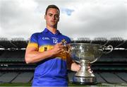 18 June 2018; Lancashire's Ronan Crowley with the Lory Meagher Cup during the unveiling of the Joe McDonagh and the launch of the Christy Ring, Nicky Rackard and Lory Meagher Cup Finals at Croke Park in Dublin. Photo by Piaras Ó Mídheach/Sportsfile