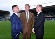 18 June 2018; Carl Frampton, left, promoter Frank Warren, centre, and Luke Jackson, right, following a press conference at the National Stadium at Windsor Park in Belfast. Photo by Seb Daly/Sportsfile