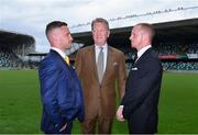 18 June 2018; Carl Frampton, left, promoter Frank Warren, centre, and Luke Jackson, right, following a press conference at the National Stadium at Windsor Park in Belfast. Photo by Seb Daly/Sportsfile
