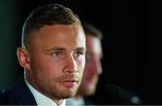 18 June 2018; Boxer Carl Frampton during a press conference at the National Stadium at Windsor Park in Belfast. Photo by Seb Daly/Sportsfile