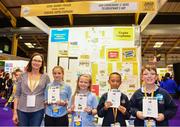 18 June 2018; Students from St. Naomh Tresa, Caiseal, Galway with their teacher Hilda Higgins at the 'Our Connemara 12 Bens to Greatman's Bay' stand during the JEP National Showcase Day in the RDS Simmonscourt, Ballsbridge, Dublin. Photo by Eóin Noonan/Sportsfile
