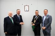 18 June 2018; John Delaney, CEO, Football Association of Ireland, and Cllr Paul Gogarty, Mayor South Dublin County Council, in the company of Tony Fitzgerald, President, Football Association of Ireland, left, and Jonathan Roche, Chairman, Shamrock Rovers FC, right, at the official opening of Shamrock Rovers state of the art 11-a-side and 7-a-side grass pitches and facilities at Roadstone Group Sports Club, Kingswood, Dublin. Photo by Stephen McCarthy/Sportsfile