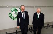 18 June 2018; John Delaney, CEO, Football Association of Ireland, left, and Tony Fitzgerald, President, Football Association of Ireland, in attendance at the official opening of Shamrock Rovers state of the art 11-a-side and 7-a-side grass pitches and facilities at Roadstone Group Sports Club, Kingswood, Dublin. Photo by Stephen McCarthy/Sportsfile