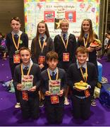 18 June 2018; Pupils from left, Eoin Mannix, Abigail O'Sullivan, Meah Griffin, Aoibhe Horan, and front row, from left, Richard Walsh, Daniel Evans and Darragh Burke from Faha National School, Killarney, Co Kerry with their project 'D.I.Y Healthy Lifestyle' at the JEP National Showcase Day in the RDS Simmonscourt, Ballsbridge, Dublin Photo by David Fitzgerald/Sportsfile