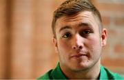 18 June 2018; Jordan Larmour speaks to the media during an Ireland rugby press conference in Sydney, Australia. Photo by Brendan Moran/Sportsfile