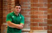 18 June 2018; Jordan Larmour poses for a portrait after an Ireland rugby press conference in Sydney, Australia. Photo by Brendan Moran/Sportsfile