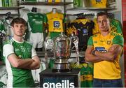 19 June 2018; Tomas Corrigan of Fermanagh and Paul Brennan of Donegal during an Ulster GAA Senior Football Championship Final press conference at O'Neill's Sports Store in Strabane, Co. Tyrone. Photo by Oliver McVeigh/Sportsfile