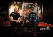 19 June 2018; Donegal assistant Manager Paul McGonigle, left, and Fermanagh Manager Rory Gallagher during an Ulster GAA Senior Football Championship Final press conference at O'Neill's Sports Store in Strabane, Co. Tyrone. Photo by Oliver McVeigh/Sportsfile