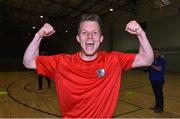 19 June 2018; Ian Byrne of Futsambas Naas celebrates after the FAI Futsal Final match between Blue Magic and Futsambas Naas at Gormanstown College in Gormanstown, Co Meath. Photo by Matt Browne/Sportsfile