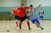 19 June 2018; Raymund Daniel of Futsambas Naas in action against Emil Adamczyk of Blue Magic during the FAI Futsal Final match between Blue Magic and Futsambas Naas at Gormanstown College in Gormanstown, Co Meath. Photo by Matt Browne/Sportsfile