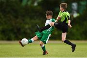 15 June 2018; Cian O'Carroll of Limerick Desmond in action against Aaron Hughes of NDSL in the Shield Final match between Limerick Desmond and NDSL during the SFAI Kennedy Cup Finals at University of Limerick, Limerick. Photo by Tom Beary/Sportsfile