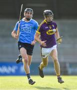 20 June 2018; Joe O'Connor of Wexford in action against Ronan Hayes of Dublin during the Bord Gáis Energy Leinster GAA Hurling U21 Championship Semi-Final match between Dublin and Wexford at Parnell Park in Dublin. Photo by David Fitzgerald/Sportsfile