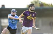 20 June 2018; Joe O'Connor of Wexford in action against Conor Burke of Dublin during the Bord Gáis Energy Leinster GAA Hurling U21 Championship Semi-Final match between Dublin and Wexford at Parnell Park in Dublin. Photo by David Fitzgerald/Sportsfile