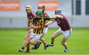20 June 2018; Martin Keoghan of Kilkenny in action against Kevin Cooney of Galway during the Bord Gáis Energy Leinster GAA Hurling U21 Championship Semi-Final match between Kilkenny and Galway at Bord Na Mona O'Connor Park in Tullamore, Co Offaly. Photo by Harry Murphy/Sportsfile