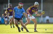 20 June 2018; Rory O'Connor of Wexford in action against Paddy Smyth of Dublin during the Bord Gáis Energy Leinster GAA Hurling U21 Championship Semi-Final match between Dublin and Wexford at Parnell Park in Dublin. Photo by David Fitzgerald/Sportsfile