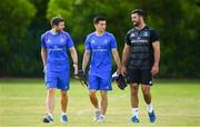 21 June 2018; The Leinster Rugby players were back for pre-season training today in UCD and new kit partner adidas were on hand to kit out the players with their new training apparel for 2018/19. The adidas boot van was also on site in UCD for players to try on the latest adidas footwear ahead of pre-season training. The new adidas Leinster Rugby training kit will be available to pre-order from Life Style Sports from this Friday, 22nd June 2018 at lifestylesports.com. Pictured is Leinster senior rehabilitation coach Diarmaid Brennan, Leinster sports scientist Peter Tierney and Mick Kearney during squad training. Photo by Ramsey Cardy/Sportsfile