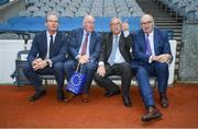 22 June 2018; President of the European Commission Jean-Claude Juncker, second from right, with, from left, Tánaiste Simon Coveney, Uachtarán Chumann Lúthchleas Gael John Horan and European Commissioner for Agriculture Phil Hogan during a visit to Croke Park in Dublin. Photo by Stephen McCarthy/Sportsfile