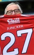 22 June 2018; President of the European Commission Jean-Claude Juncker is presented with a Cork GAA jersey during a visit to Croke Park in Dublin. Photo by Stephen McCarthy/Sportsfile