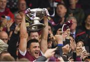 17 June 2018; Galway captain Damien Comer lifts The Nestor Cup following their victory in the Connacht GAA Football Senior Championship Final match between Roscommon and Galway at Dr Hyde Park in Roscommon. Photo by Piaras Ó Mídheach/Sportsfile