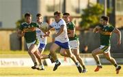 22 June 2018; Donal Fitzgerald of Waterford in action against, from left, Michael Foley, Eddie Horan and David Naughton of Kerry during the EirGrid Munster GAA Football U20 Championship semi-final match between Kerry and Waterford at Austin Stack Park in Tralee, Kerry. Photo by Matt Browne/Sportsfile