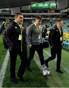 23 June 2018; Ireland players, from left, Sean Cronin, Garry Ringrose and Andrew Conway arrive prior to the 2018 Mitsubishi Estate Ireland Series 3rd Test match between Australia and Ireland at Allianz Stadium in Sydney, Australia. Photo by Brendan Moran/Sportsfile