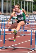 23 June 2018; Tara Meier of Ballymakenny College, Drogheda, Co. Louth, on her way to winning the Girls 80m Hurdles event, during the Irish Life Health Tailteann Games T&F Championships at Morton Stadium, in Santry, Dublin. Photo by Tomás Greally/Sportsfile