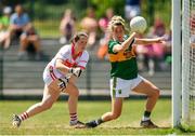 23 June 2018; Amy Foley of Kerry scores her side's second goal of the game despite the attention of Martina O'Brien of Cork during the TG4 Munster Ladies Senior Football Final match between Cork and Kerry at CIT in Bishopstown, Cork. Photo by Eóin Noonan/Sportsfile