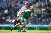 23 June 2018; Seán Conlon of London in action against James Burke of Kildare during the Christy Ring Cup Final match between London and Kildare at Croke Park in Dublin. Photo by David Fitzgerald/Sportsfile