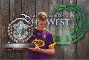 23 June 2018; First-place in the Boys Hurling Luke Roche from Shelmaliers GAA Club in Co. Wexford is pictured with the Peadar Aherne Trophy at the John West Skills Day in the National Sports Campus on Saturday 23rd June. The Skills Day is an opportunity for Ireland’s rising football, hurling & camogie stars to show their skills as part of the John West Féile na nÓg and John West Féile na nGael competitions. At the National Sports Campus in Blanchardstown, Dublin. Photo by Seb Daly/Sportsfile