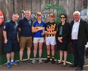 23 June 2018; Joint second place in the Boys Hurling competitoin Declan Mallon, left, from Portaferry GAC in Co. Down and Gearoid Dunne, right, from Tullaroan GAA Club in Co. Kilkenny, are presented with their trophy by, from left, John Cunningham and Tom Keane, National Féile Committee, Anne-Claire Monde, John West Marketing Manager, and Chairman of Féile Brendan Brien, at the John West Skills Day in the National Sports Campus on Saturday 23rd June. The Skills Day is an opportunity for Ireland’s rising football, hurling & camogie stars to show their skills as part of the John West Féile na nÓg and John West Féile na nGael competitions. At the National Sports Campus in Blanchardstown, Dublin. Photo by Seb Daly/Sportsfile